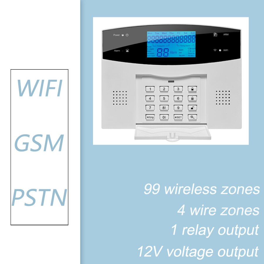 Sistema de alarma de seguridad para el hogar, cable inalámbrico WIFI GSM con Sensor de movimiento, Detector de humo para la aplicación Tuya Smart Life, funciona con Alexa y Google