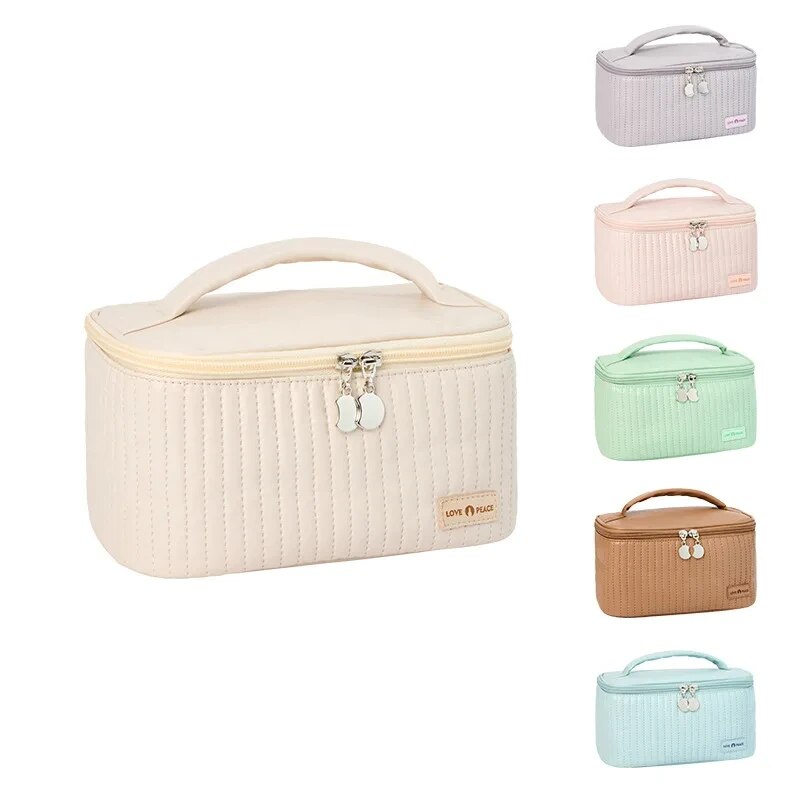 Sacos de maquiagem para mulheres viagem produtos de higiene pessoal bonito casos saco portátil cor sólida organizador de maquiagem caixa saco cosmético neceser couro do plutônio