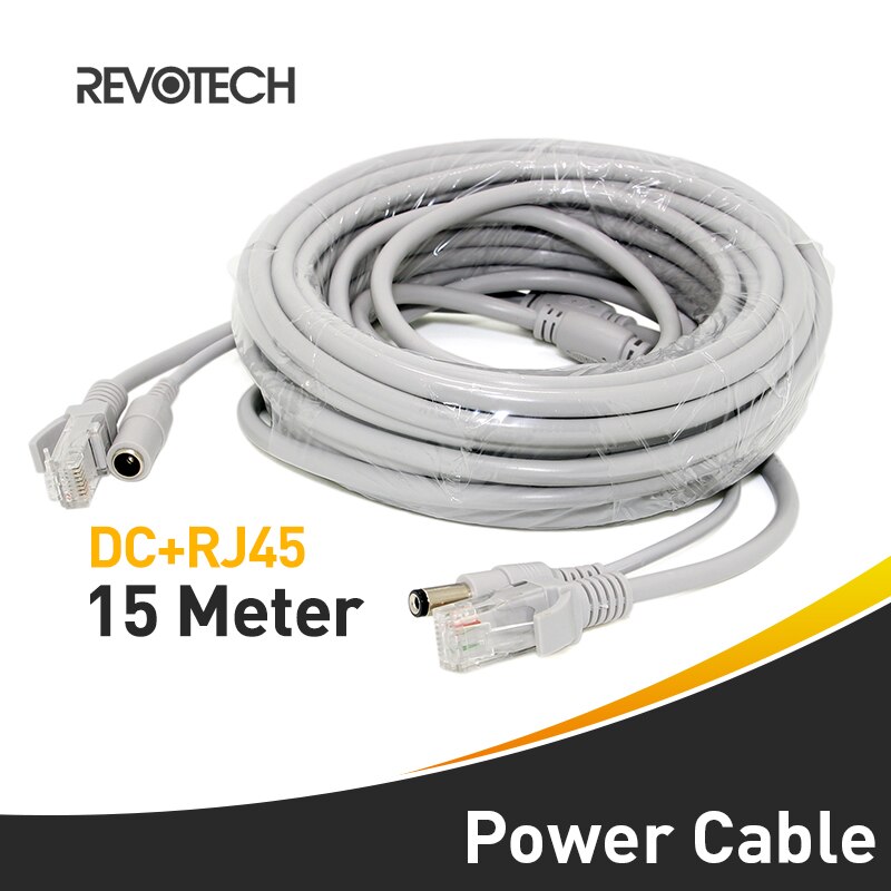 DC + RJ45 15 M Ethernetkabel Power CCTV Lan-kabel Voor NVR Systeem IP Camera