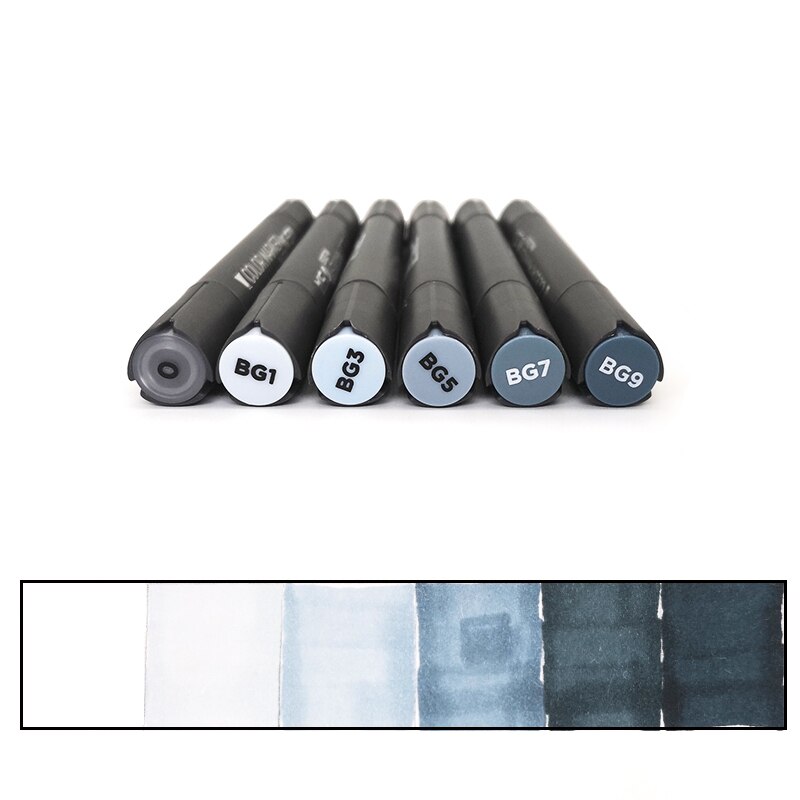 STA 6/12 Grau Farben Kunst Marker Graustufen Künstler Dual Kopf Marker einstellen für Pinsel Stift Malerei Marker Schule Schüler Lieferungen: 6 Blau grau