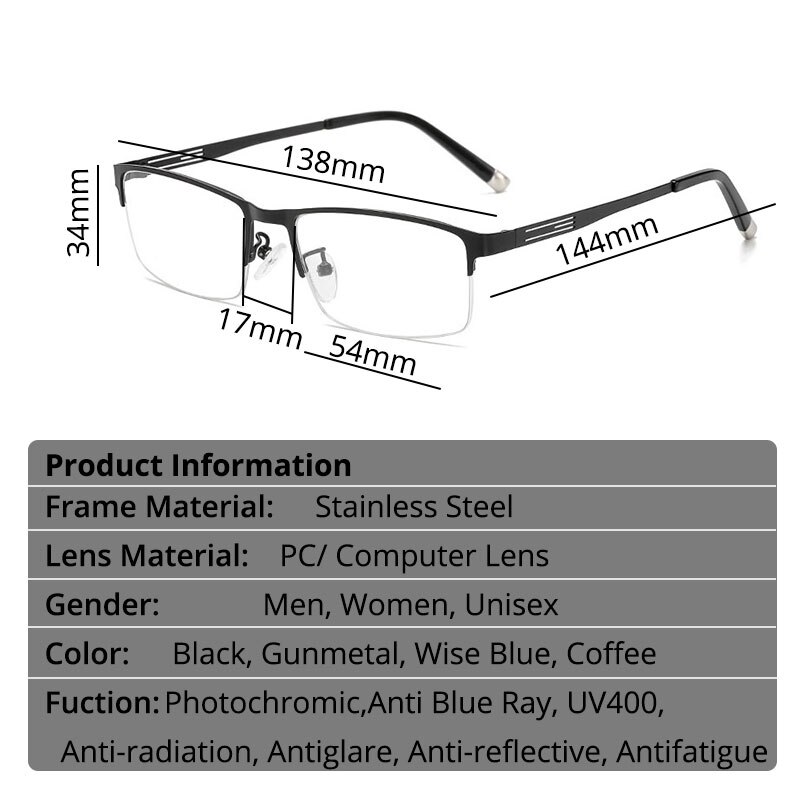 VANLOOK Photochromic Sunglasses Chameleon Lens Blue Light Blocking Men's Glasses for Computer Eyeglasses Game Protective UV400
