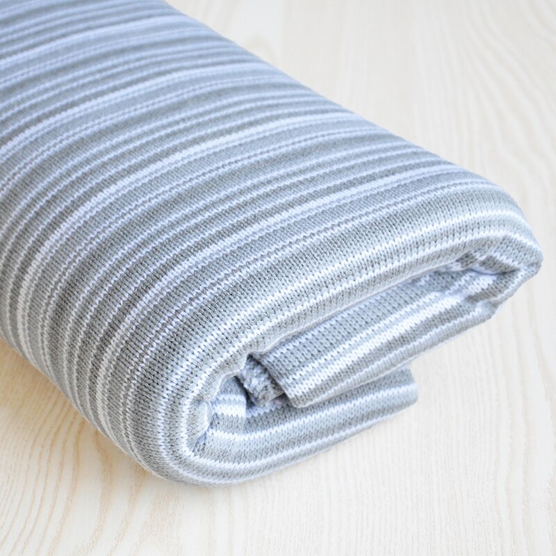 50cm*180cm/Piece, Thickened Grey And White Stripe Knitted Wool Cloth, Sweater, Windbreaker, Skirt Fabric, DIY Handmade Material