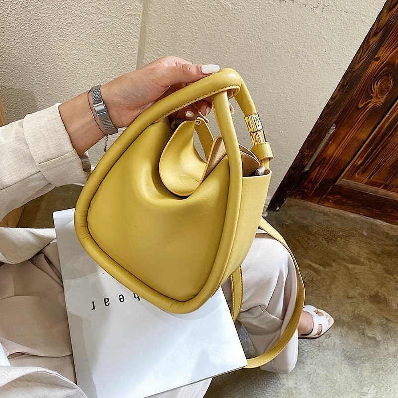 Sacos de balde de couro do plutônio da cor sólida para as mulheres 2020 verão simples senhoras crossbody ombro bolsas senhora sacos da forma