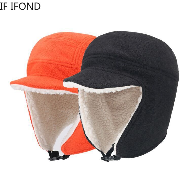 Gorro polar forrado de Sherpa para hombre y mujer, gorro de esquí cálido con solapas grandes, a prueba de viento, para montañismo, novedad de
