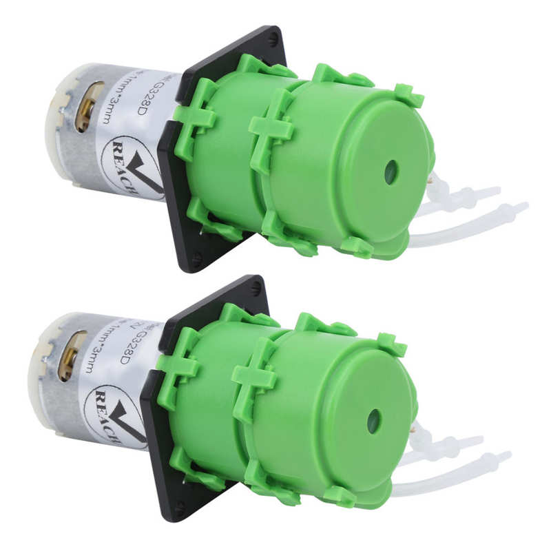 DC 12V 24V Dosing Peristaltic Water Pump Double Head Micro Liquid Circulating With 1X3mm Food Grade Silicone Tube