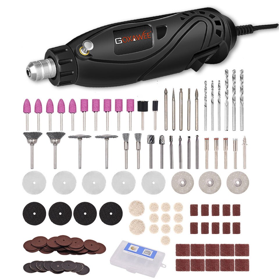 Goxawee – Mini perceuse électrique, outils rotatifs, graveur pour Dremel, outils électriques pour bois, métal, coupe, meulage, accessoires de polissage