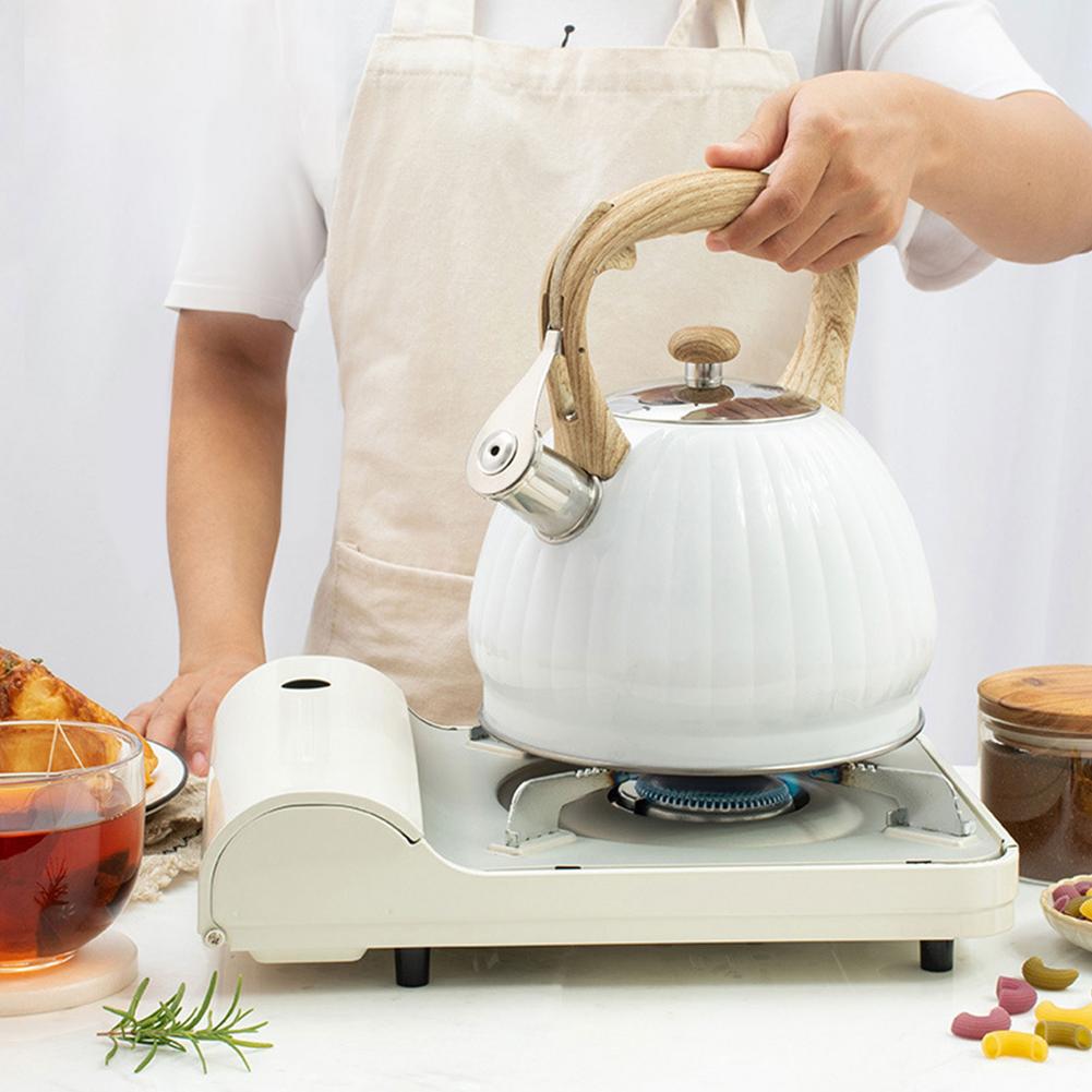 3L/3.5L Stainless Steel Whistling Kettle Wood Grain Handle Strong Compatibility Coffee Tea Kettle Universal Gas Induction Cooker