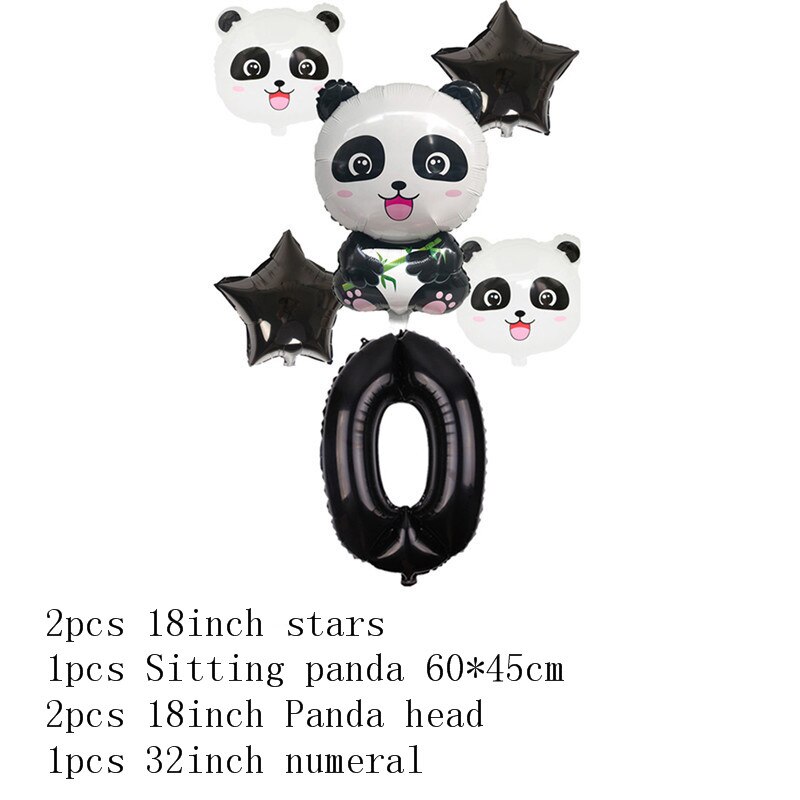 Panda Birthday Balloon Panda Banner Helium Foil Star Number Balloons Birthday Party Decoration Kids Animals Figures Aluminum: Balloon-Panda-0