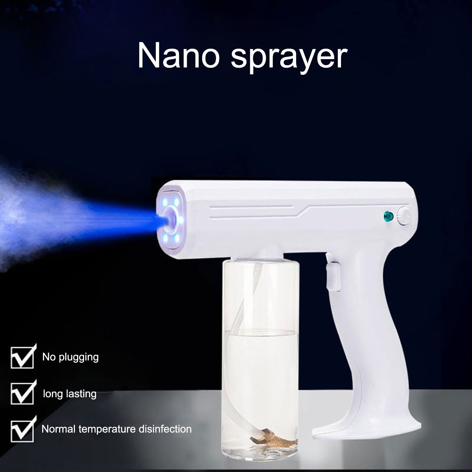 Atomization Disinfection Fog Machine Stage Smoke Machine Blue Light Nano Steam Gun Hair Spray Machine UV Sterilization Function