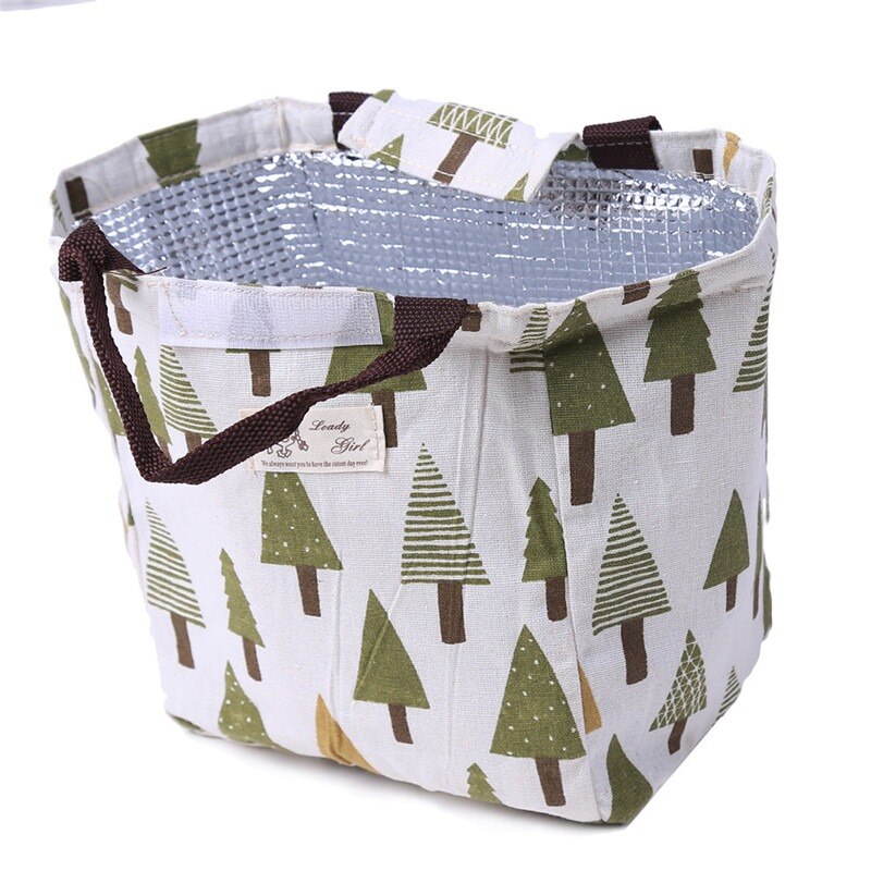 Cotton Canvas Lunch Box Insulation Bag Picnic Bag Simple Letter Type Large Capacity Multi-Purpose Cloth Bag Foods Organizer: B-02