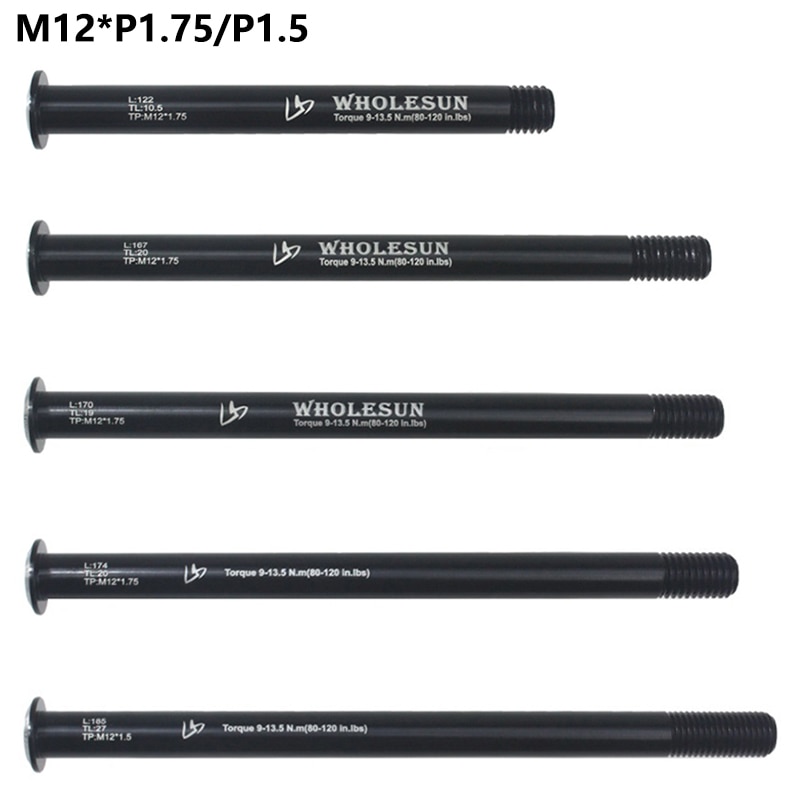 Bicycle Thru Axle Bike Quick Release Road Bike Hubs Tube Shaft Skewers Front Rear Axle 122/167/170/174/185mm M12 P1.75 P1.5 Axle
