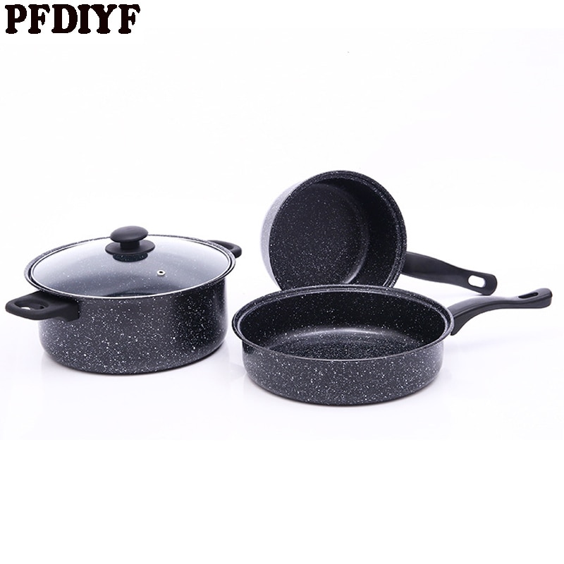 3Pcs/set Maifan Stone Cooking Pot Stockpot Gas Induction Cooker Soup Pots Safe Nonstick Pan Household Canning Pot