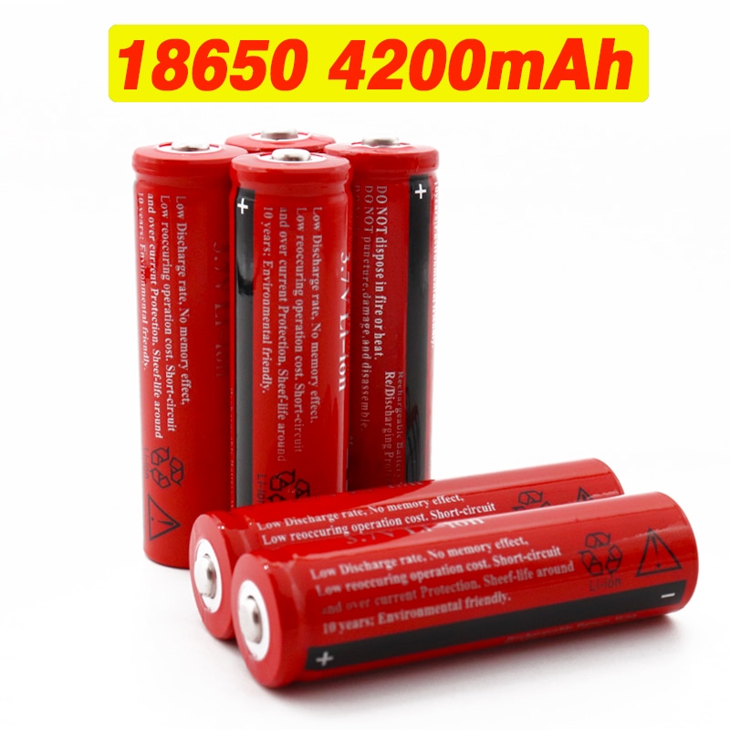 18650 Lithium Ion Batterij 3.7 V 4200 Mah Li-Ion Oplaadbare Batterij Voor Led Zaklamp Oplaadbare Batterijen Gaspedaal