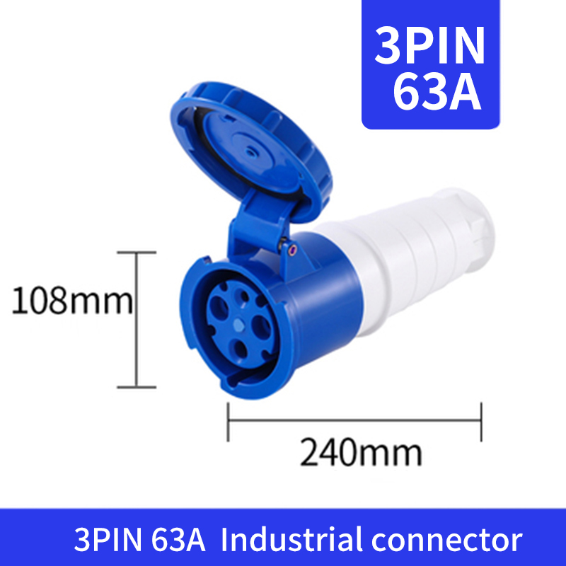 Waterproof Industrial Plug3 Pole 4 Pole 5 Pin dustproof socket IP67 Male and Female 63a 125a Mounted industrial socket 380V 415V: black