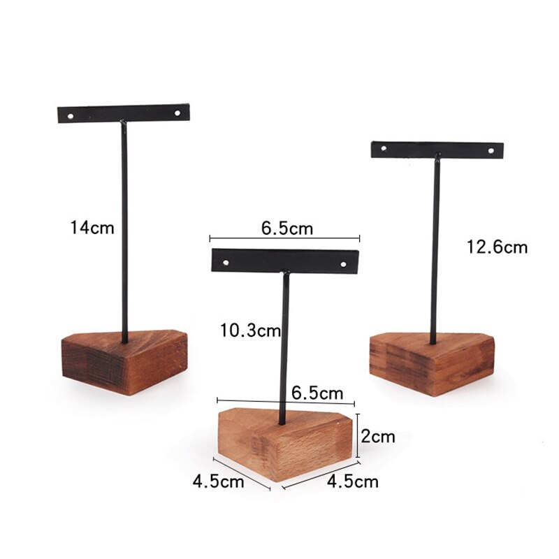 Sieradendisplay zwart metaal en hout voor 36 paar oorbellen 24x7x29,5cm