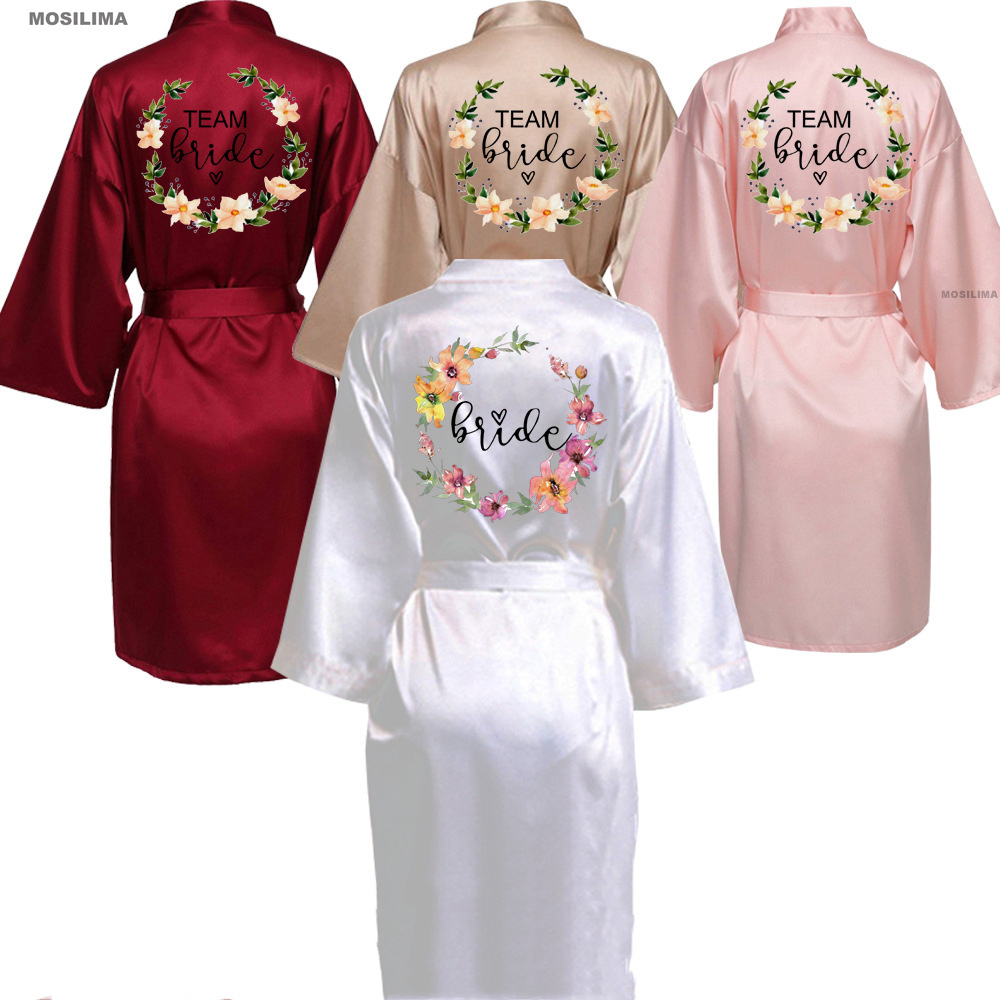 Bruiloft Team Bruid Gewaad Kimono Satijnen Pyjama Bruidsmeisje Badjas SP073