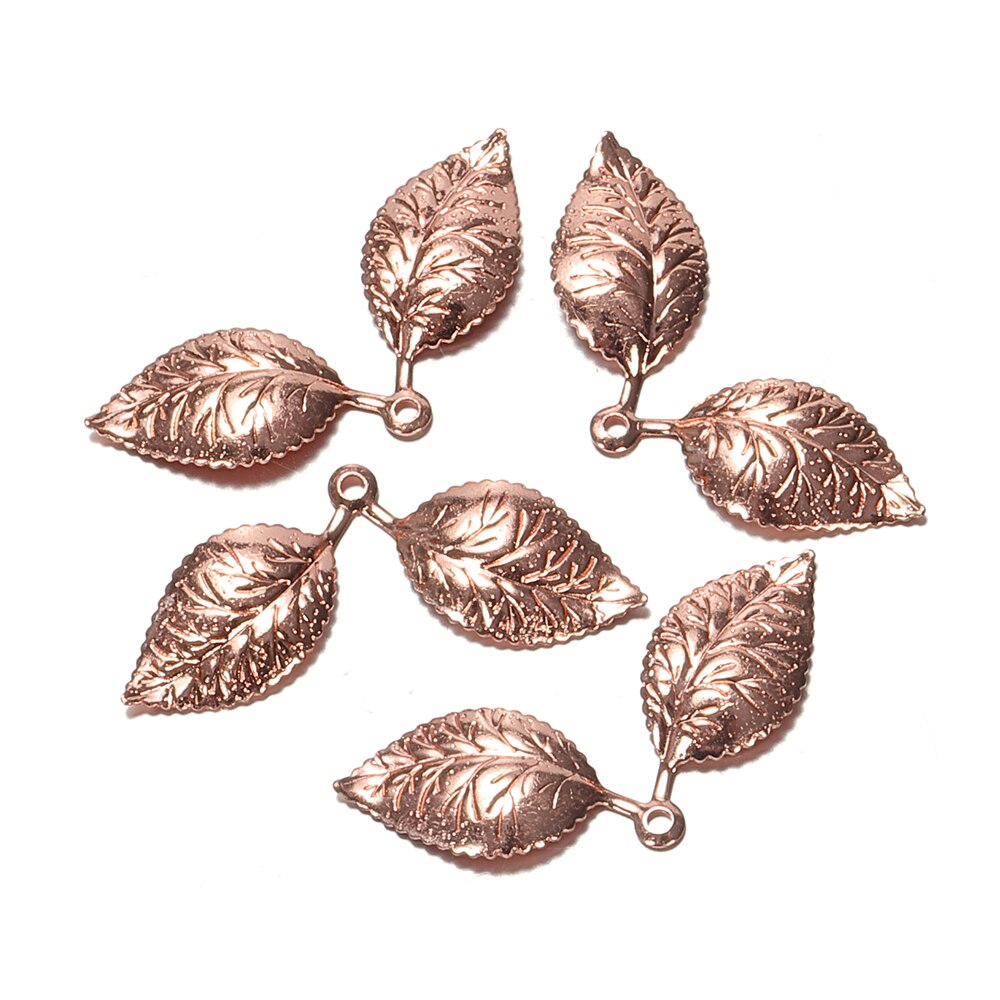 50pcs 13x32mm Leaf Pendant Charms European Style Silver/Gold Color jewelry Findings Supplier for DIY Necklace Bracelet Jewelry: Rose gold