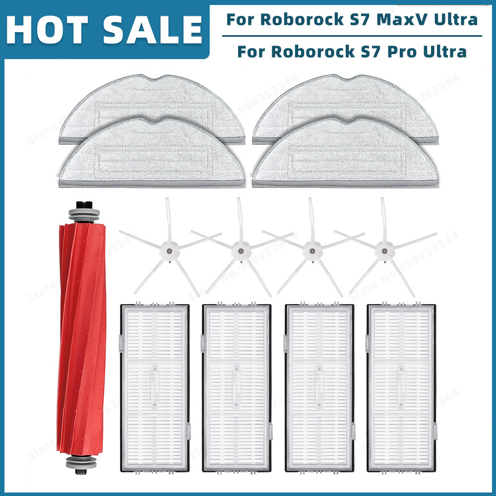 Accesorios para Roborock S7 Max Ultra / S7 MaxV Ultra / S7 Pro Ultra, piezas de repuesto, cepillo lateral principal, filtro, mopa, bolsa de polvo