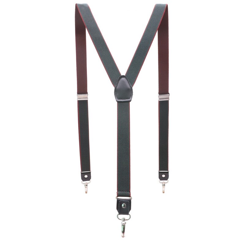 3 haken Gesp Zwart Lederen heren Bretels 2.5cm Breedte vrouwen Broek Verstelbare Bretels: 1