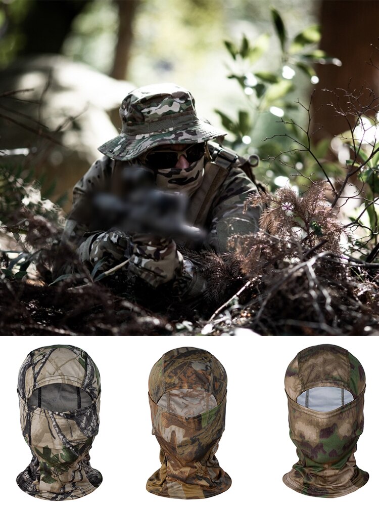 Pasamontañas de camuflaje transpirable, excelente elástico, máscara de protección, trajes Ghillie para actividades deportivas al aire libre