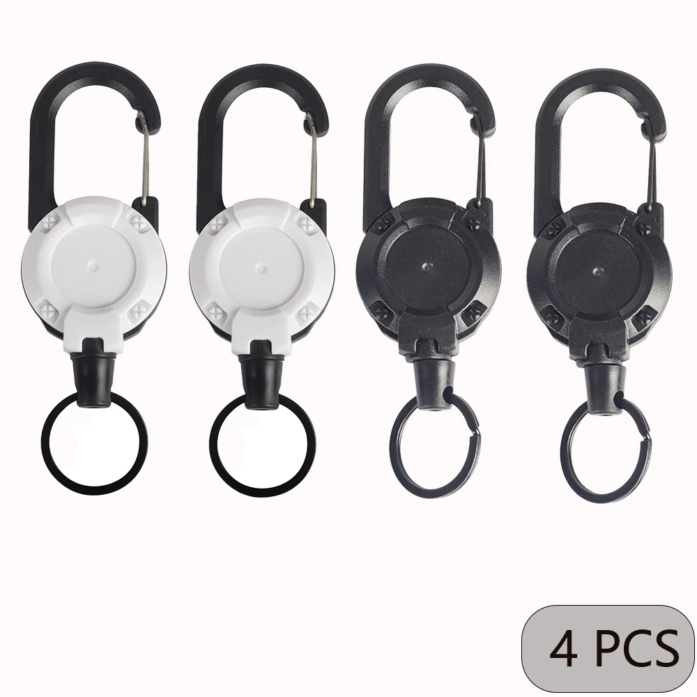 1/2/4 Uds soportes retráctiles extensibles llavero carretes de insignia Clip resistente con mosquetón llavero para hombres bolsas al aire libre: YELLOW