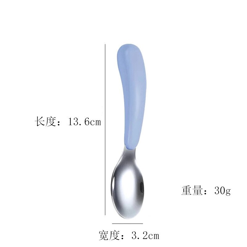 Baby Tableware Set Infant Food Feeding Spoon Fork Gadgets 304 Stainless Steel BPA Free Toddler Cartoon Dinnerware Cutlery: Blue Spoon