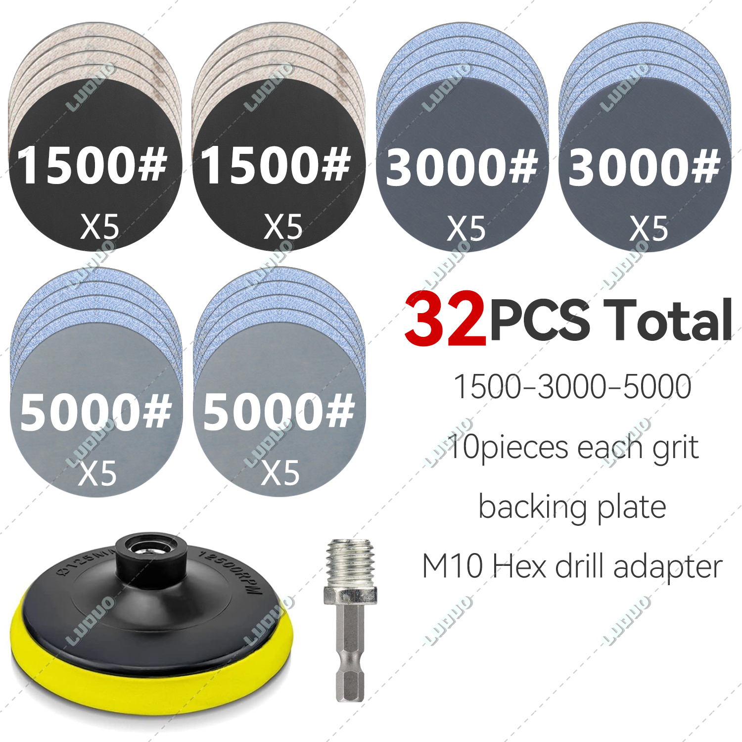 Foglio di levigatura rotondo a umido Carta vetrata per lucidatura a secco per dettagli auto Accessori per smerigliatrice per ripristino fari Carta per dischi abrasivi: Blu