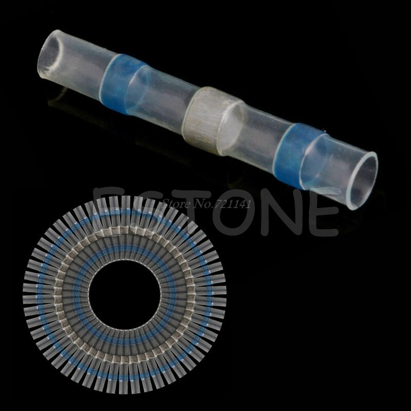 50Pcs 16-14AWG Waterproof Solder Sleeve Heat Shrink Butt Wire Splice Connector B