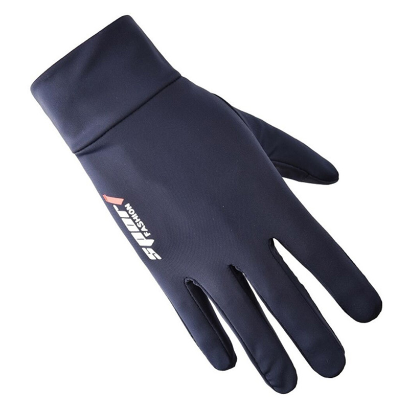 Men Women Outdoor Print Letters Sport Fitness Non-Slip Touch Screen Cycling Mitten Thin Elasticity Full Finger Fishing Glove I53: Blue