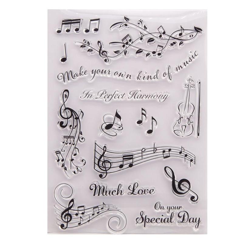 Feuille De Note de Musique Joint Transparent Clair Timbres Joint Silicone Timbres T6N1 Carte Album Scrapbook Rouleau BRICOLAGE Production Tpr / V9N9: Default Title