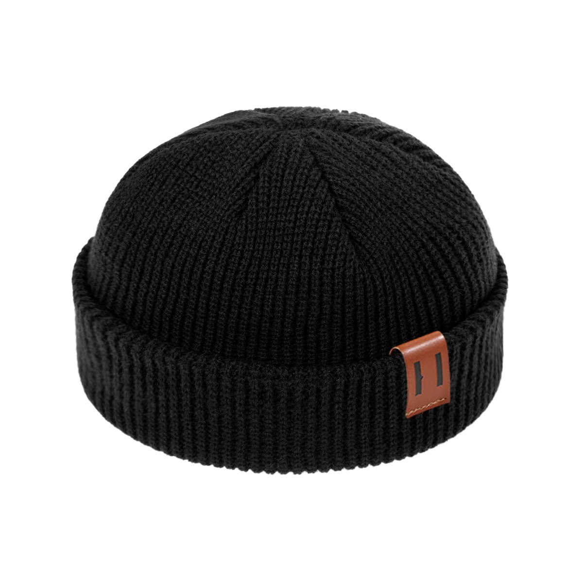 Dames meisjes wintermutsen gebreide wintermutsen skullies halve meloen mutsen heren warme mutsen unisex gorras: Zwart