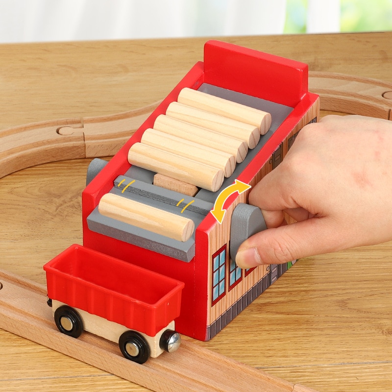 Edwone Een Set Hout Spoorlijn Zagerij Laden Machinetrain Slot Spoorweg Accessoires Originele Speelgoed Voor Kinderen