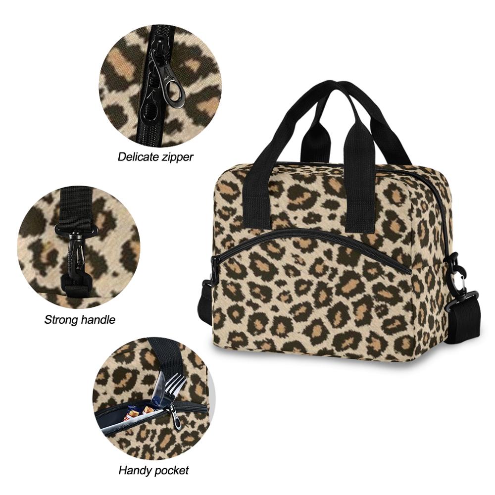 ALAZA Männer Frauen Neue Isolierung Thermische Mittagessen Tasche Frische Halten Große Leopard Gedruckt Tote Kasten tragbar Schulter Kühler Taschen