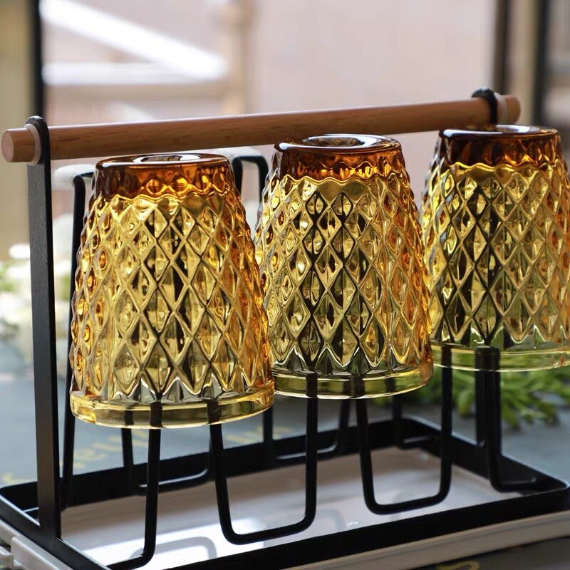 Vasos para beber whisky con zumo de Vodka, Morado, 3 unidades/lote, Bar, hogar, boda, 240ml, 8oz, copa de cristal de diamante para bebidas: Amber