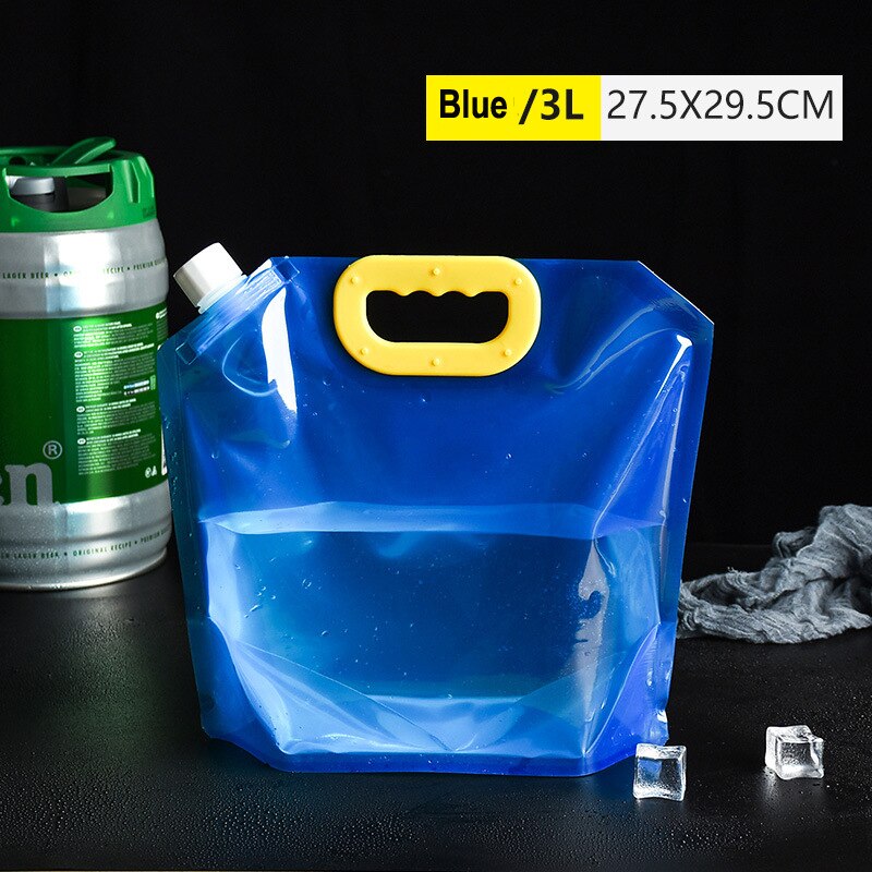 draussen Wasser Tasche Bahre Tasche Wasser Panzer Wasser Lagerung Tasche Faltbare Trinken Lagerbier Kochen Picknick BBQ Wasser Behälter Tasche Träger: Blau 3L