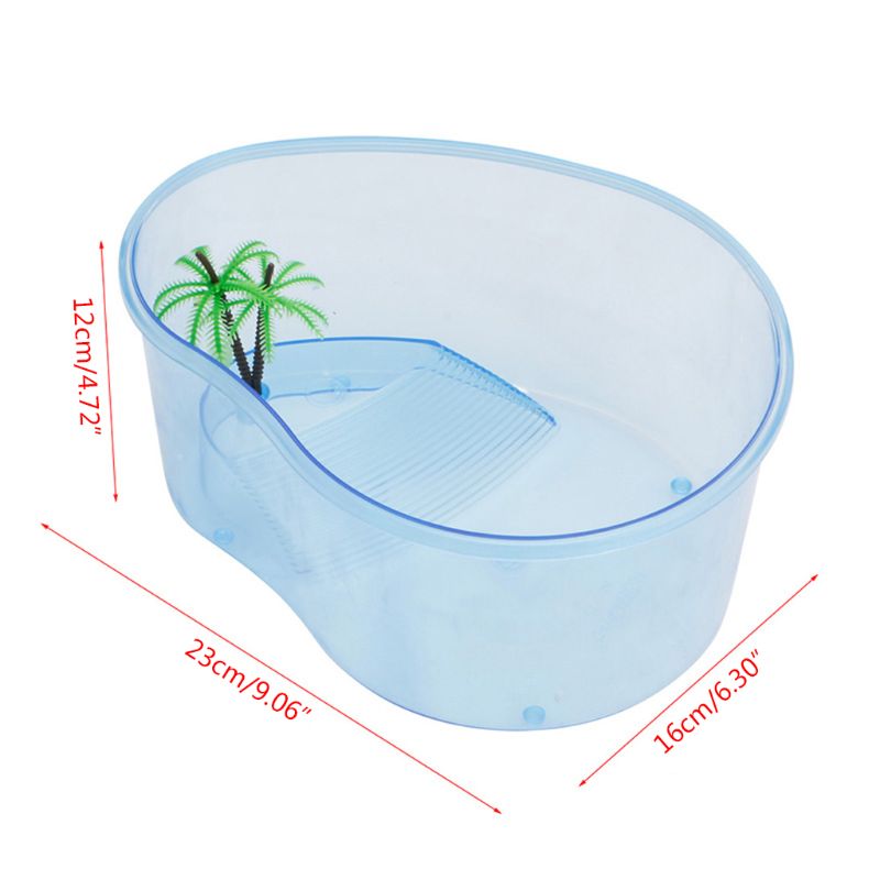 Turtle Habitat Lake Terrapin Reptile Aquarium Tank with Platform Plants L4MB