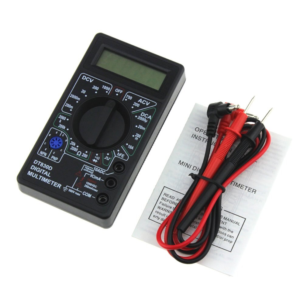 DT-830D Mini Pocket Digital Multimeter 1999 Counts AC/DC Volt Amp Ohm Diode hFE Continuity Tester Ammeter Voltmeter Ohmmeter