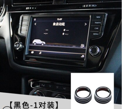 Botón de Audio estéreo Control de volumen anillo cubierta de accesorios de coche para vw Tiguan mk2 Atlas t-roc Ateca de a: Black