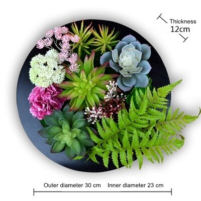Nordisk simulation sukkulent grøn plante blomster dekoration vægophæng ramme butik ornamenter væg hjem dekorationer kunstige planter