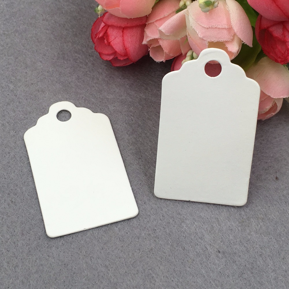 200 stks 5x3 cm schulp papier tags Label Bagage Bruiloft Note Blank prijs Hang tag + 200 stks strings