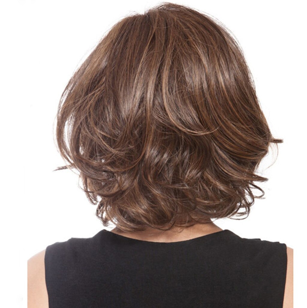 Dames Korte Bruin Golvend Pruik Syhthetic Pruik Natuur Zoekt Dagelijks Party Gebruik Voor Vrouwen Bob Haar