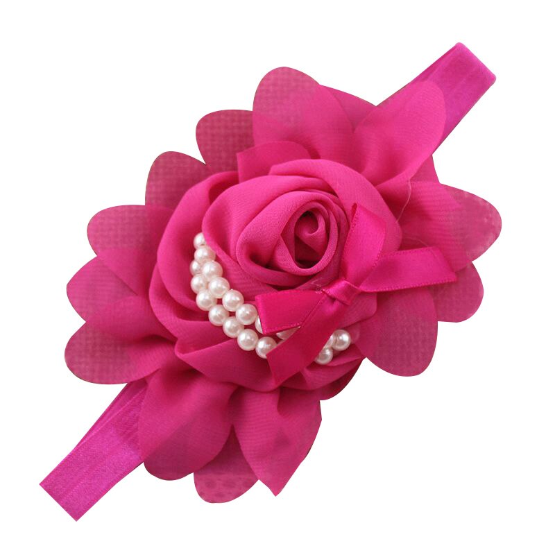 Baby Girls Headband Flexible Flower Princess Headband For Girl Baby Girl Hair Accessories Newborn Photography Props cute: rose red