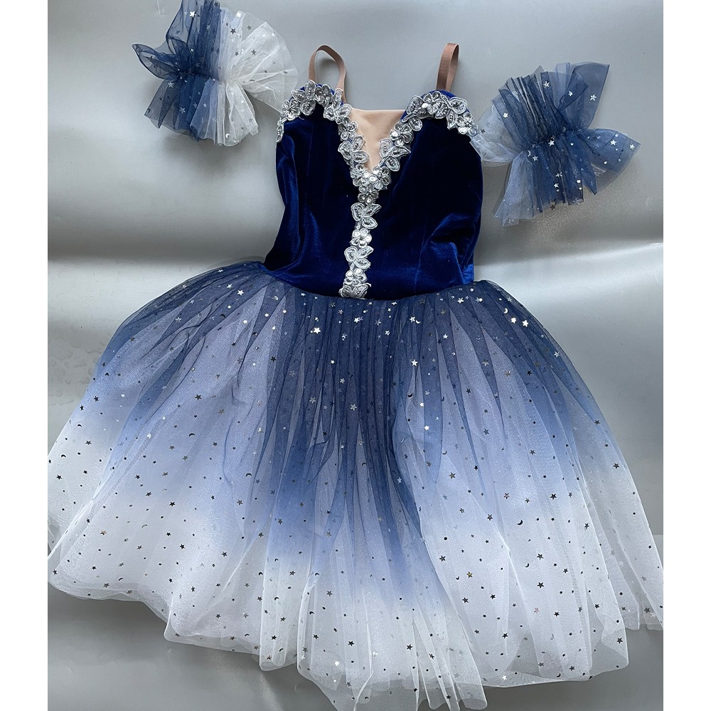 blu adulto lungo tutù professionale bianco cigno lago balletto costume balletto tutù balletto vestiti prestazione Dancewear velluto superiore