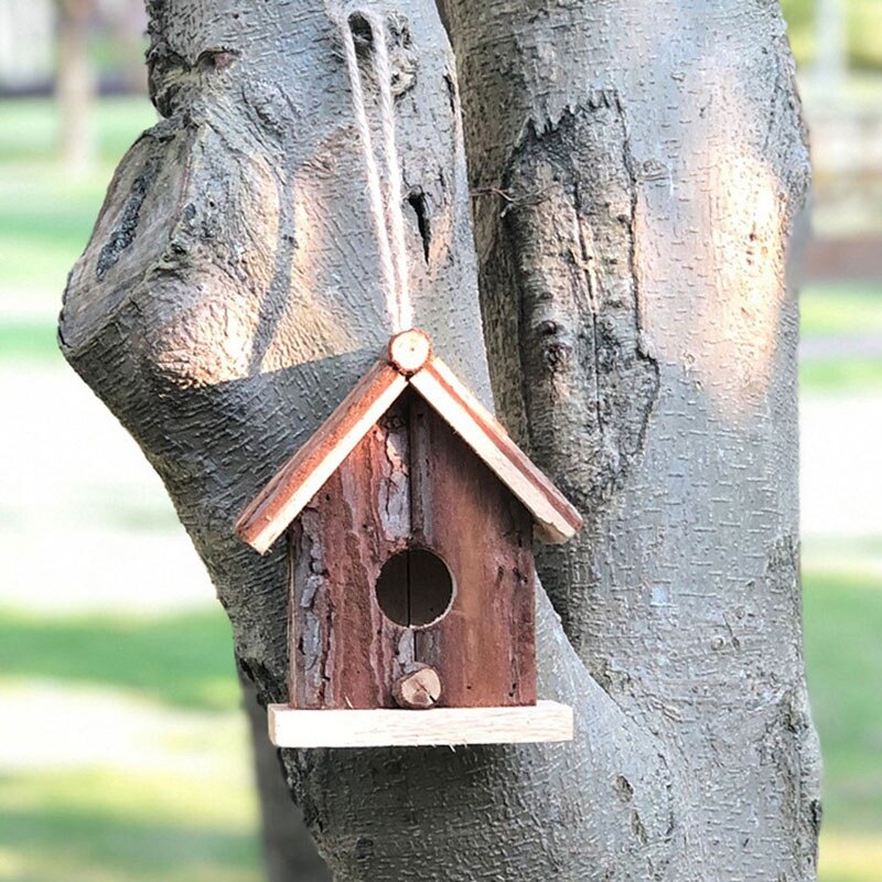 Handwerk Holz Vogel Haus Chinesische Tanne Doppel geneigt Vogel Aufhänger Hängen Nest Haus