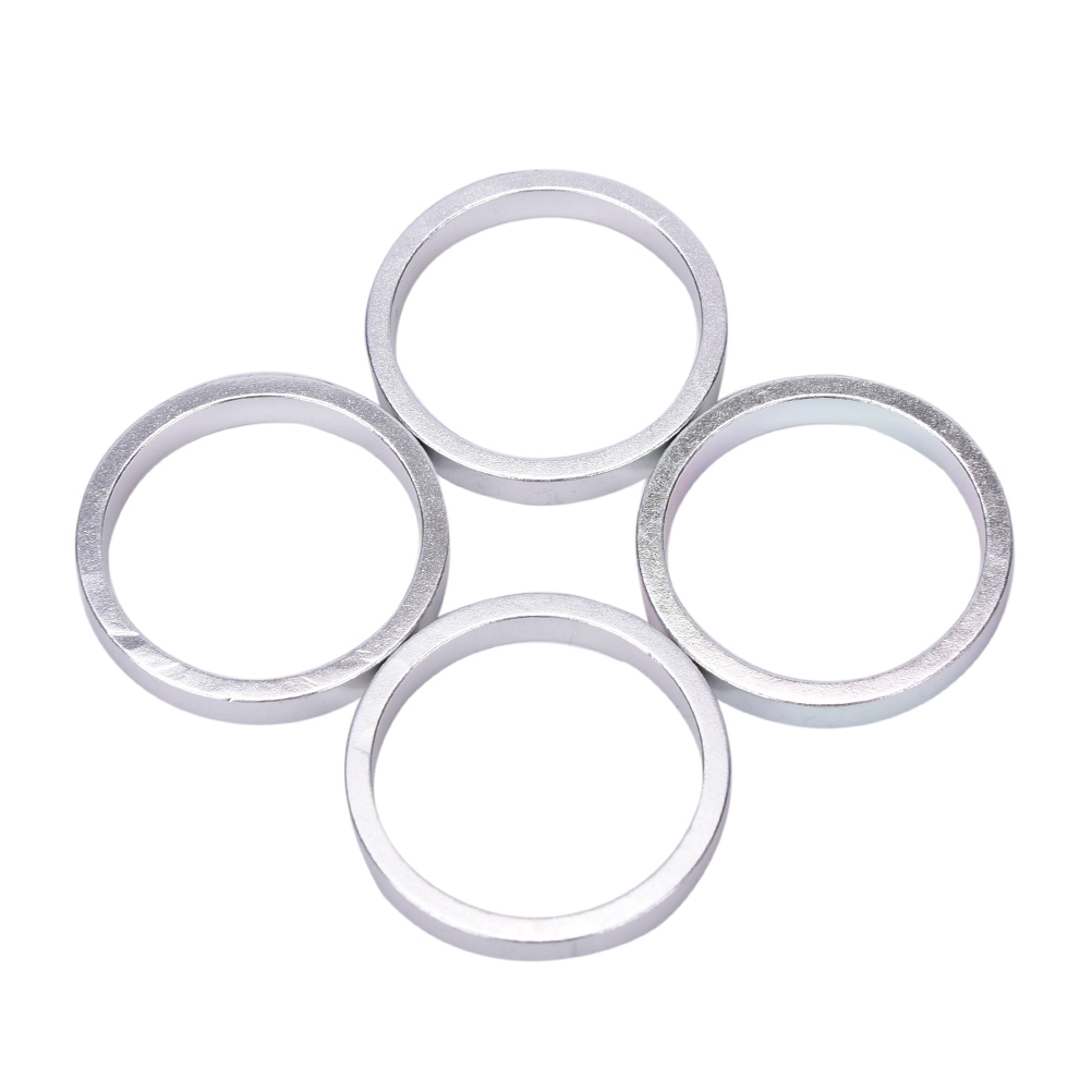 Alumiinihaarukka aluslevy metalliseos kuulokkeet varsi spacer maantiepyörä 4 kpl/setti 5mm 28.6mm korkki mtb pyöräilyyn: Hopea