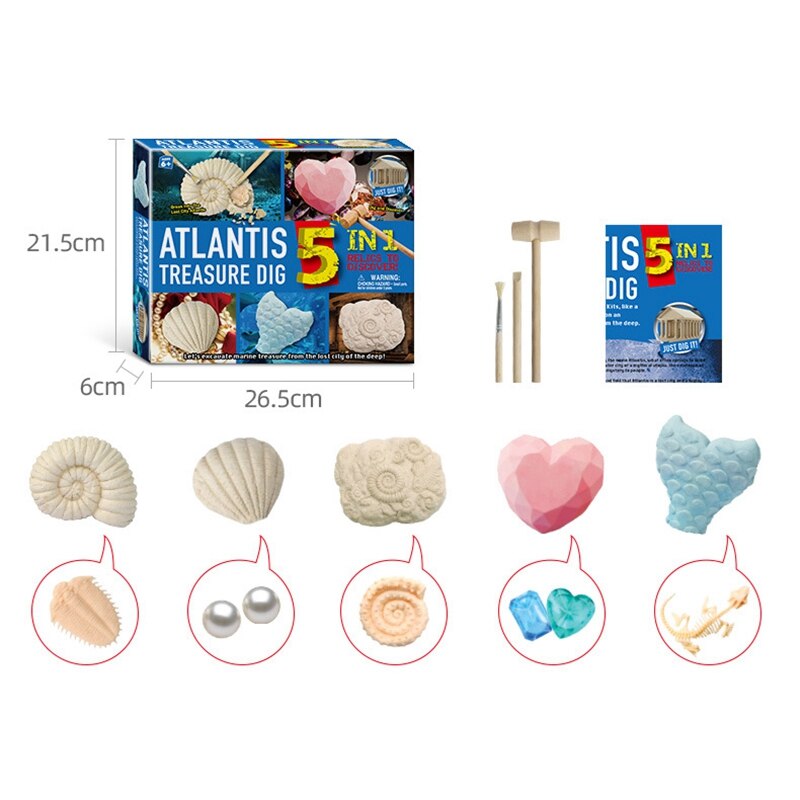 Kit de excavación de piedras preciosas, perlas para manualidades, fósiles de excavación, juego Break Open Treasure Bricks, juguete educativo de arqueología para niños