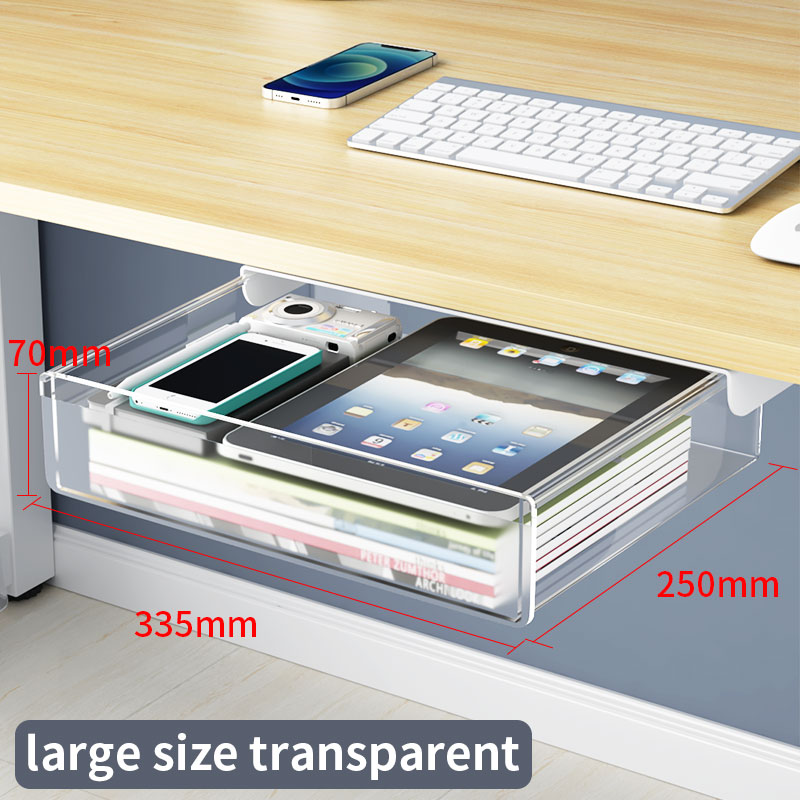 Under-desk Drawer Storage Device, Suitable For Office/home, Ideal For Organizing Stationery. Self-adhesive Plastic Drawer.: Yellow