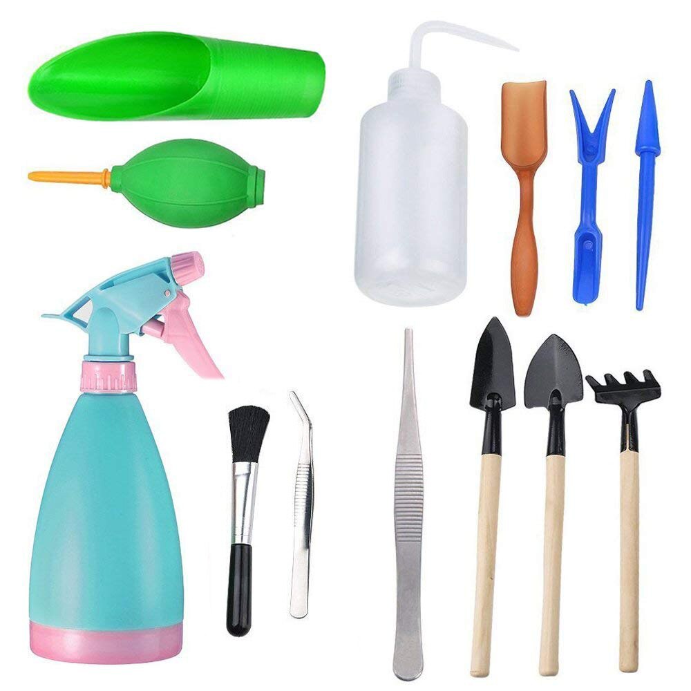 13/14/18pcs Mini Garden Watering Tool Toys Set Succulent Gardening Tool Set Garden Shovel for Children Garden Toy