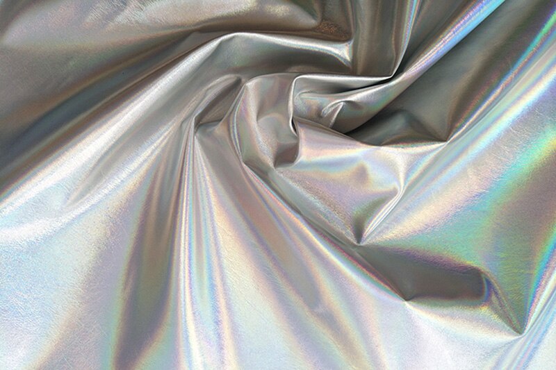Meetee 50*138cm plata Sinfonía PU tela espejo reflectante impermeable tela para manualidades, costura fluorescente ropa sombrero bolsa Material