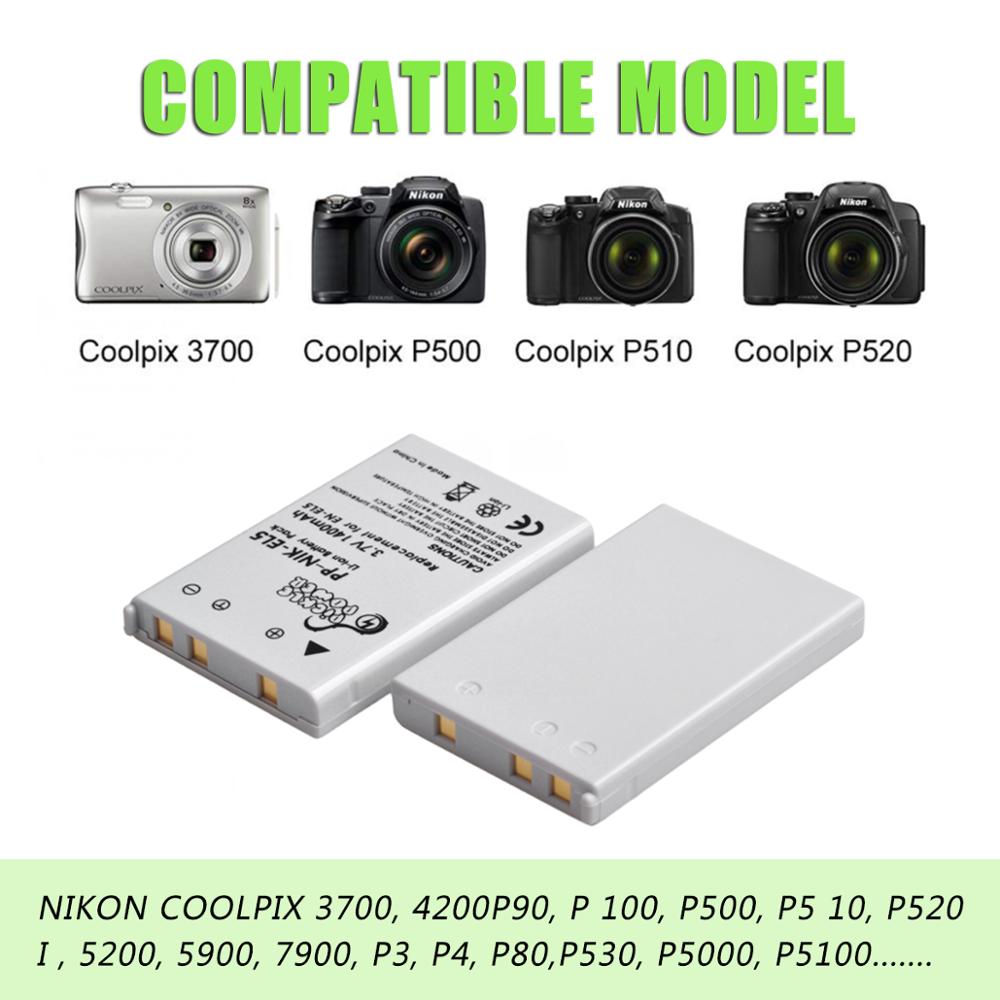 Pickle power en -el5 en el5 enel 5 batteri+led usb oplader til nikon kamera coolpix  p80 p90 p100 p500 p510 p520 kamera tilbehør